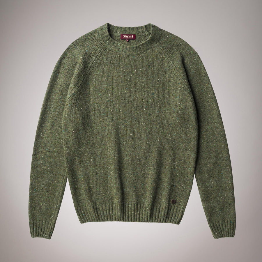 Maglione girocollo misto lana effetto bottonato