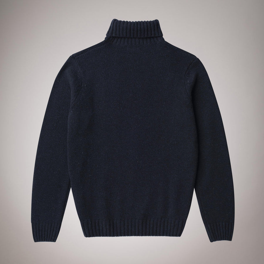 Wool cable knit polo neck jumper