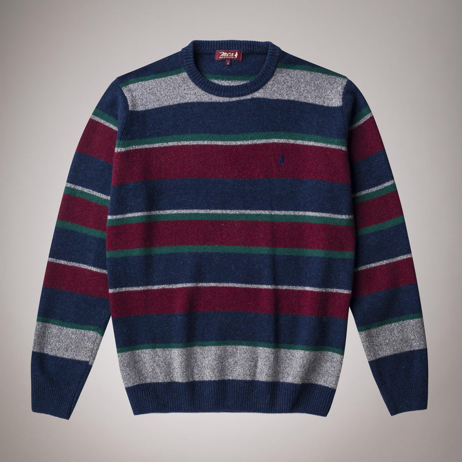Crew neck jumper with coloured stripes