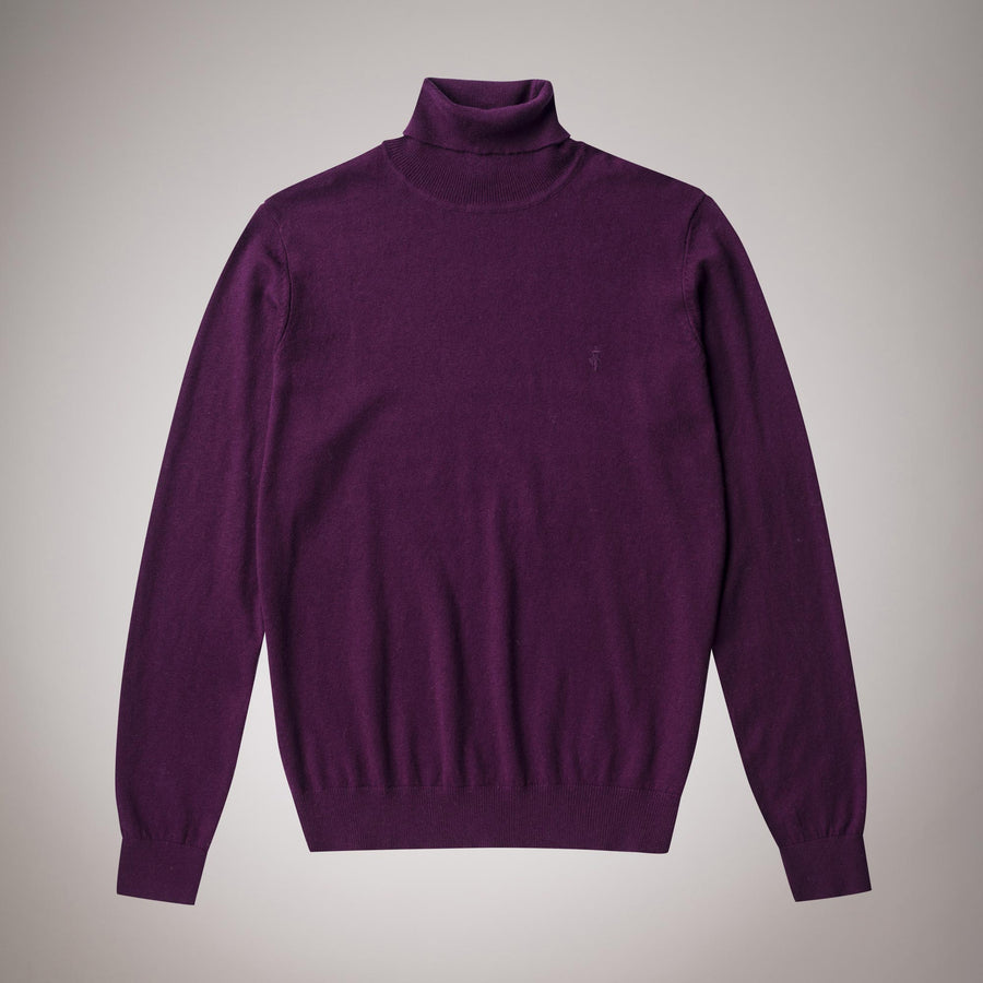 Cotton-wool blend polo neck jumper