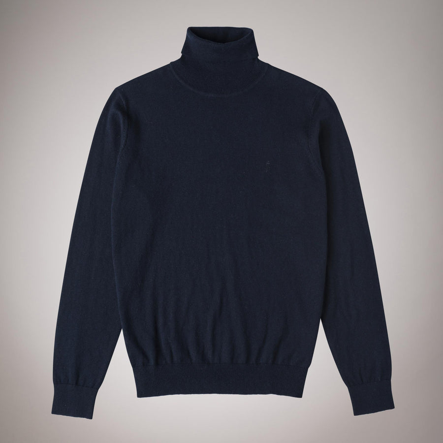 Cotton-wool blend polo neck jumper