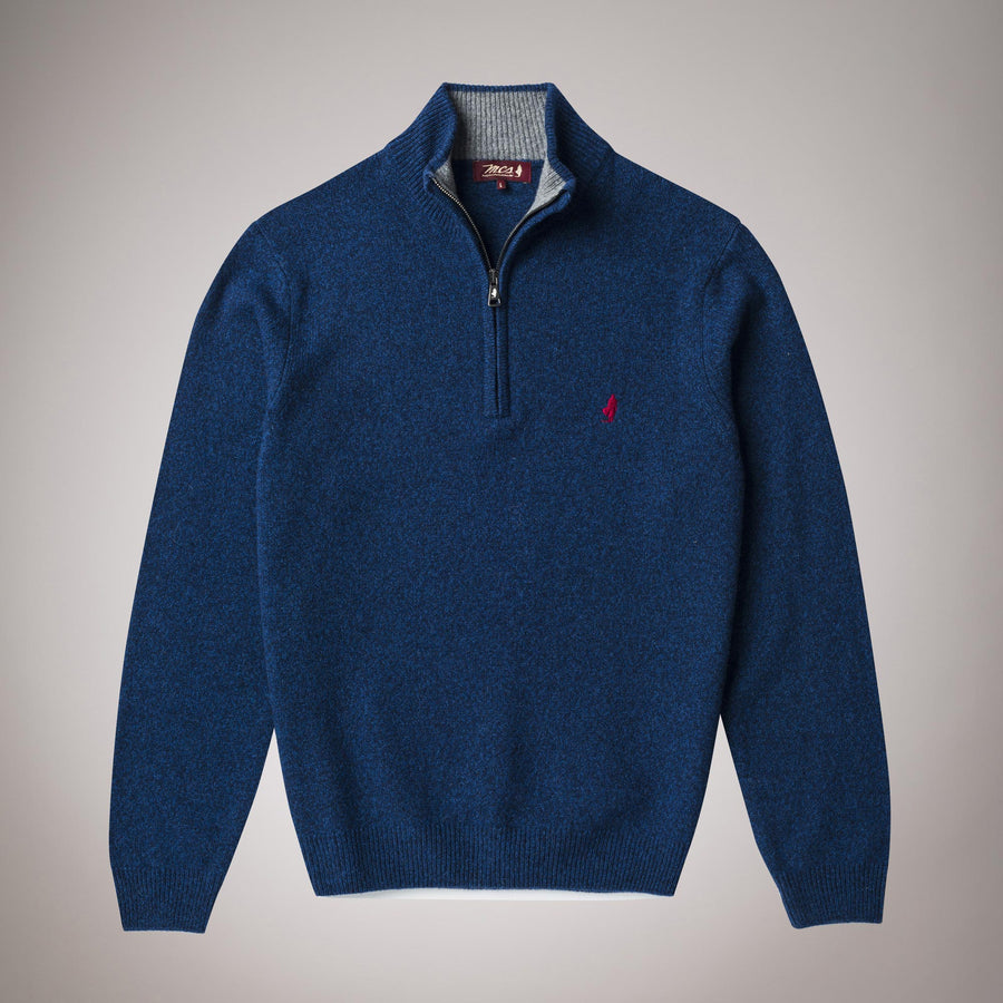 half-zip mouliné lambswool jumper