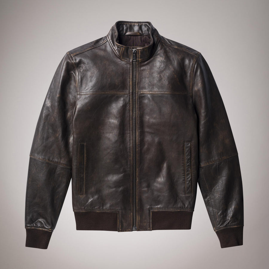 Giacca di pelle stile Harrington