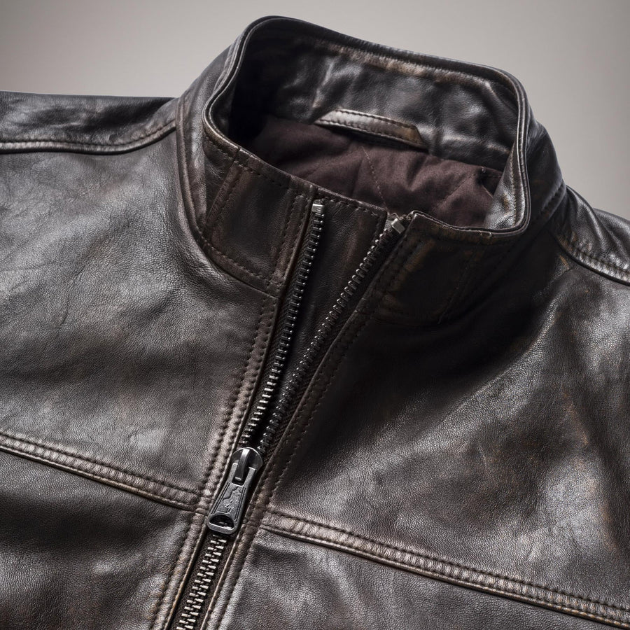 Giacca di pelle stile Harrington