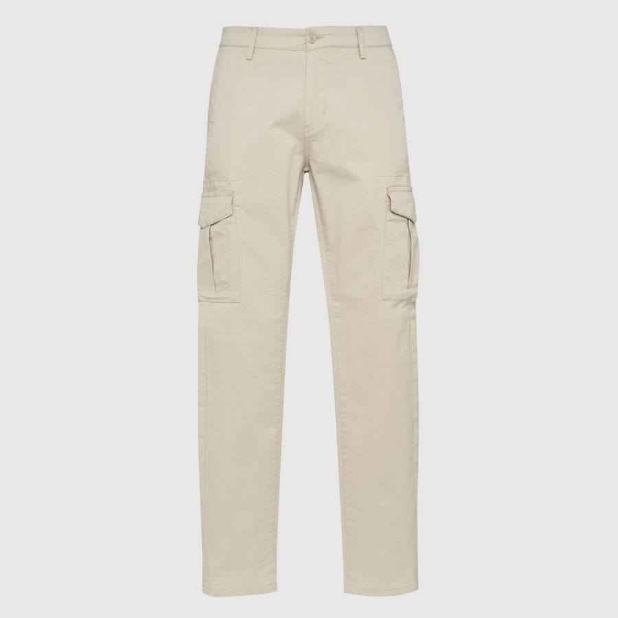 Pantaloni cargo con tasche laterali in gabardina stretch
