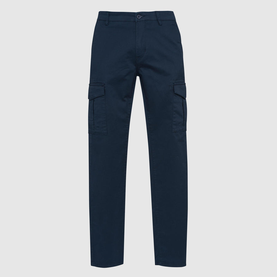 Pantaloni cargo con tasche laterali in gabardina stretch