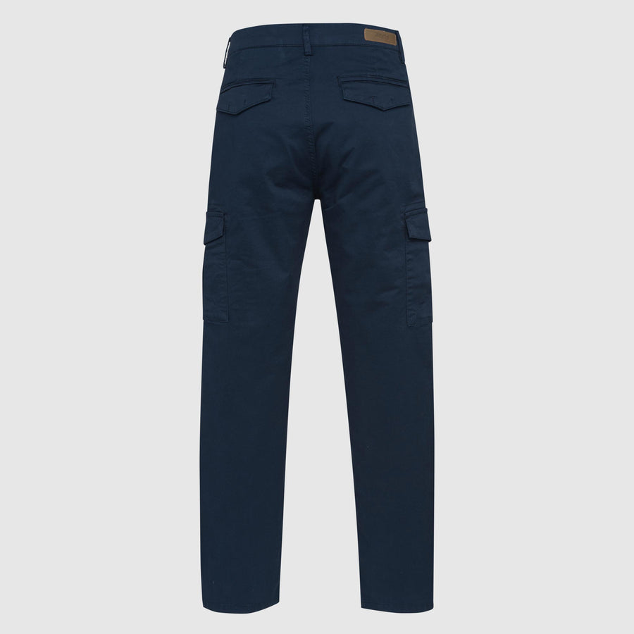Pantaloni cargo con tasche laterali in gabardina stretch