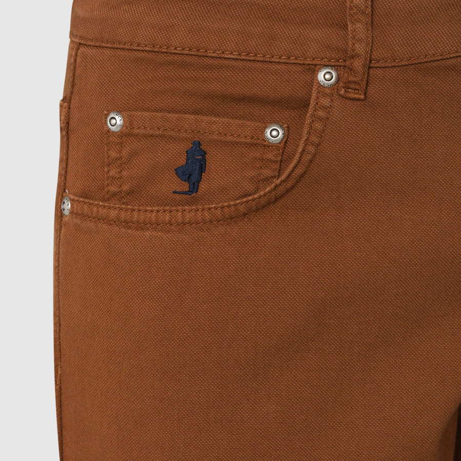 Pantalone cinque tasche in panama stampato