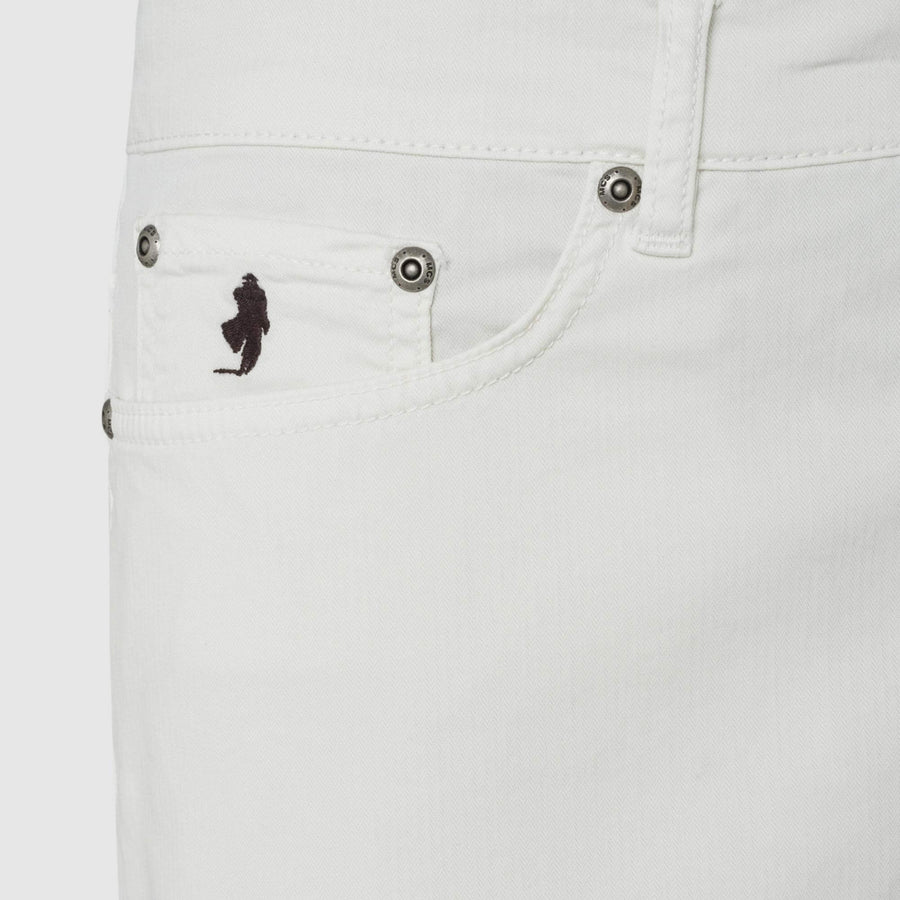 Pantaloni cinque tasche in tessuto spinato