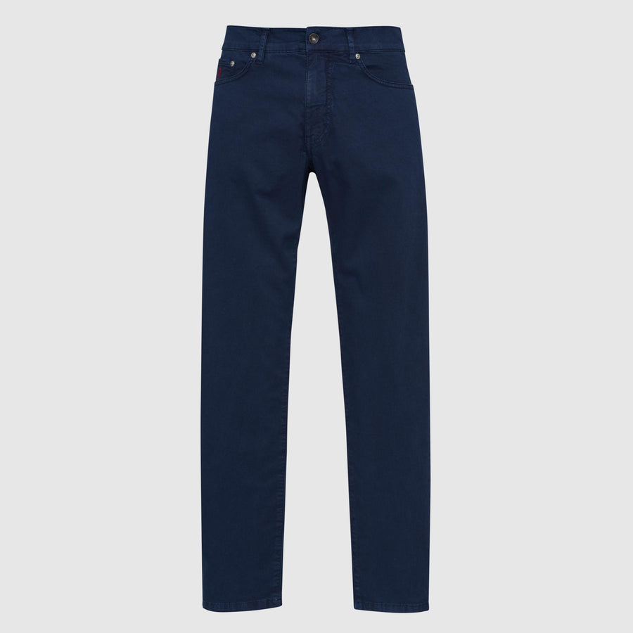 Pantaloni cinque tasche in tessuto spinato