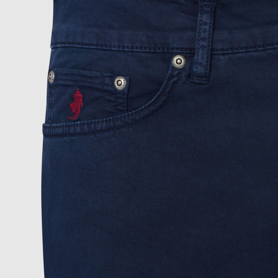 Pantaloni cinque tasche in tessuto spinato