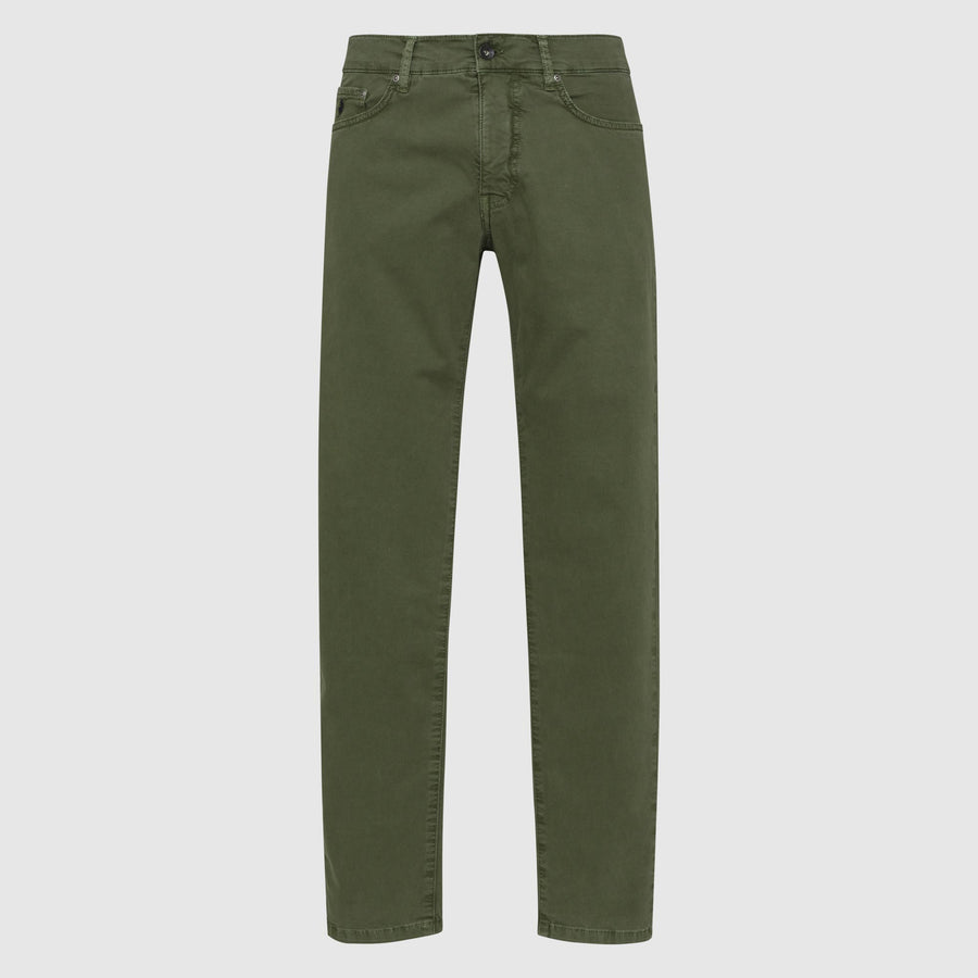 Pantaloni cinque tasche in tessuto spinato