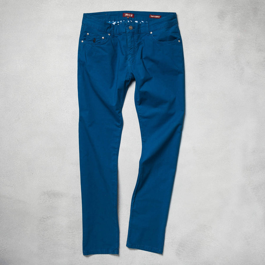 Pantaloni cinque tasche in gabardina stretch