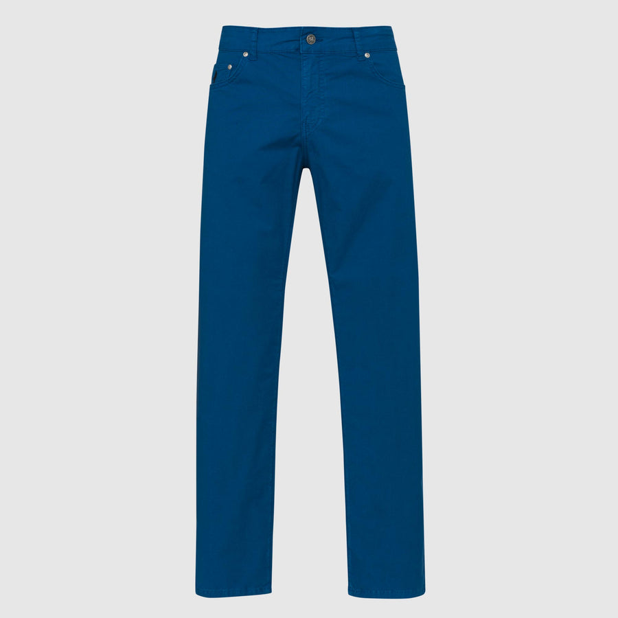 Pantaloni cinque tasche in gabardina stretch