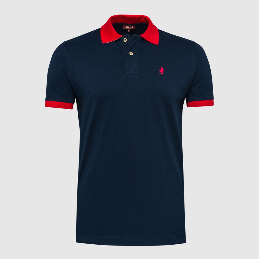 Polo shirt with coloured contrast collar