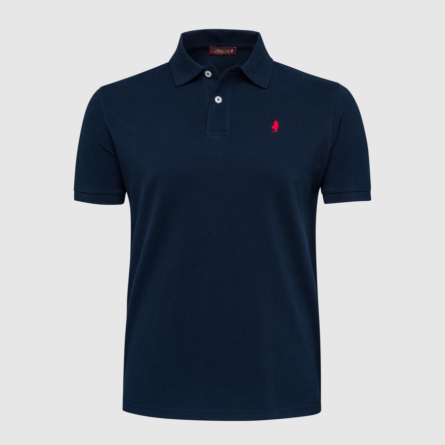 Enzyme-washed solid colour polo shirt