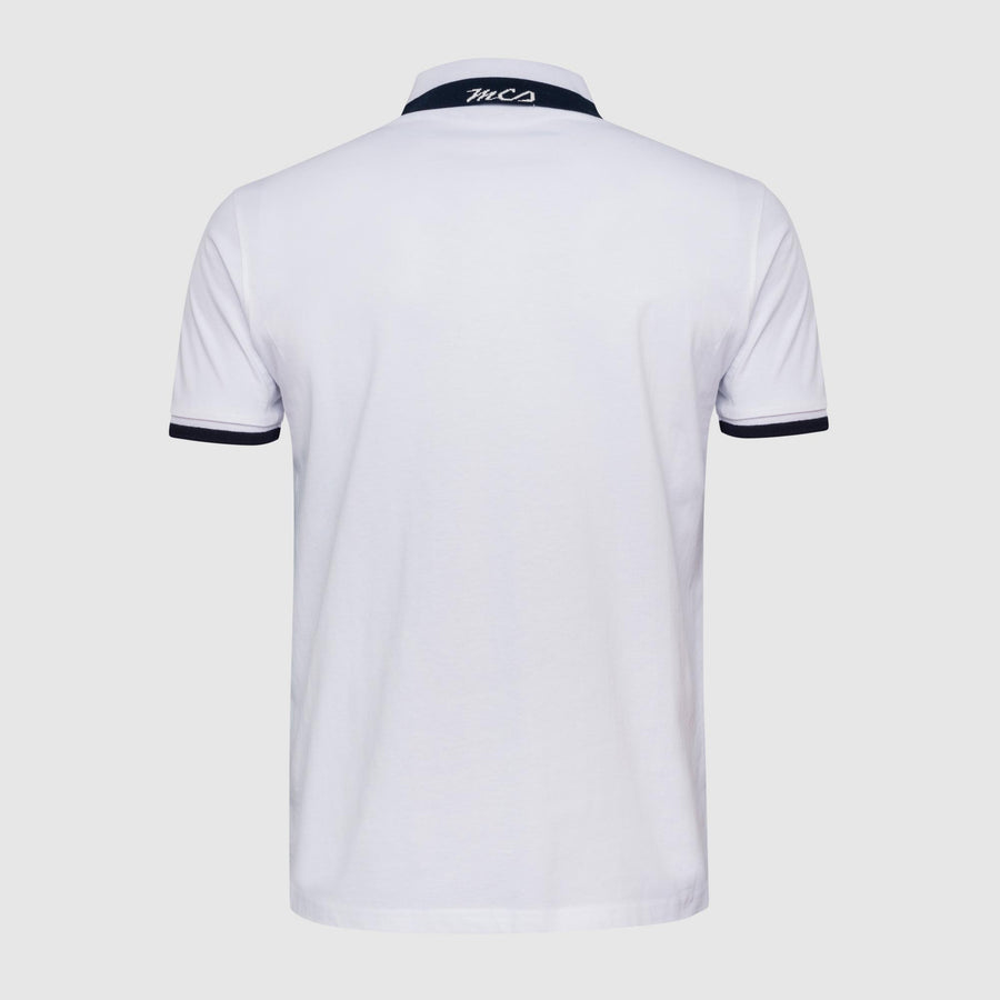 Jersey polo shirt with coloured striped collar