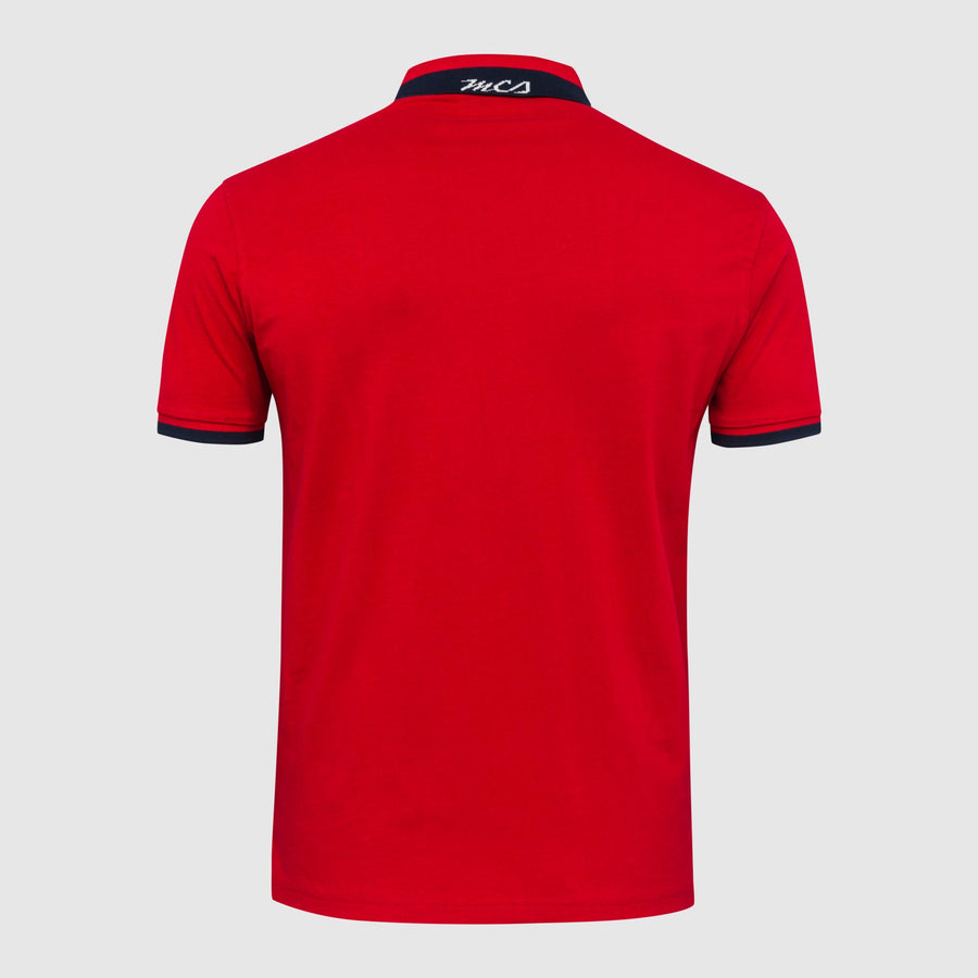 Jersey polo shirt with coloured striped collar