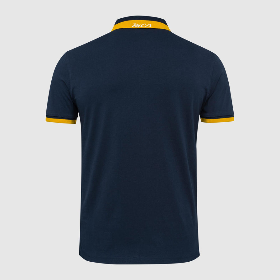 Jersey polo shirt with coloured striped collar