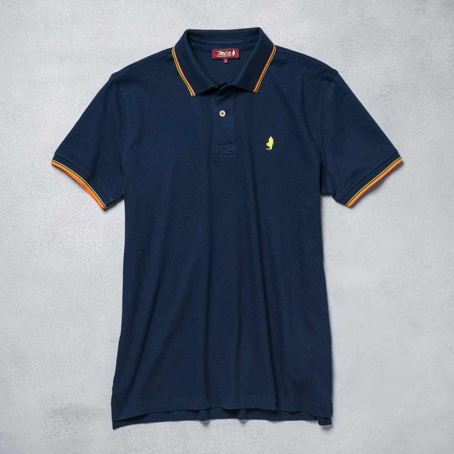 Polo da uomo con colletto a righe fluo