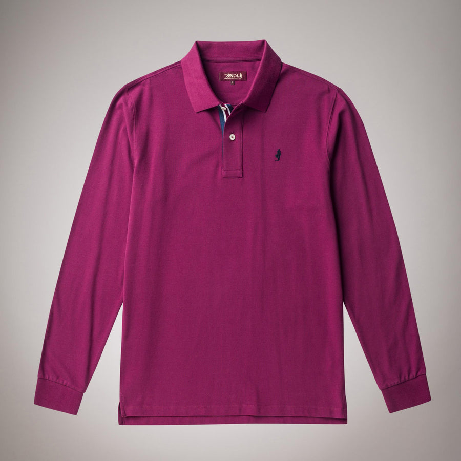 Polo a maniche lunghe in cotone elasticizzato