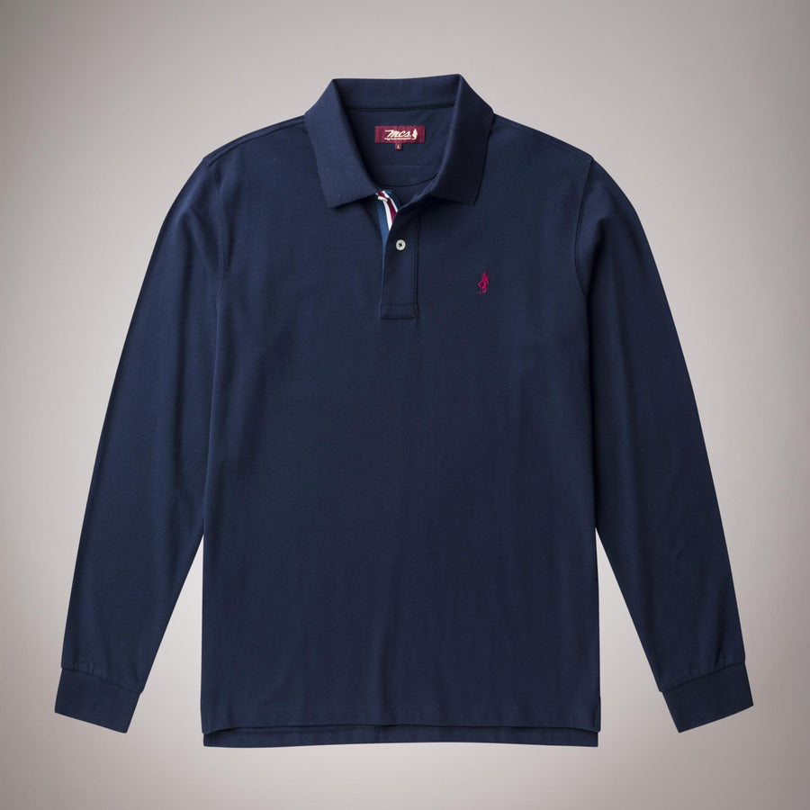 Polo a maniche lunghe in cotone elasticizzato
