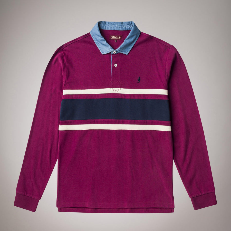 polo uomo manica lunga a righe in jersey