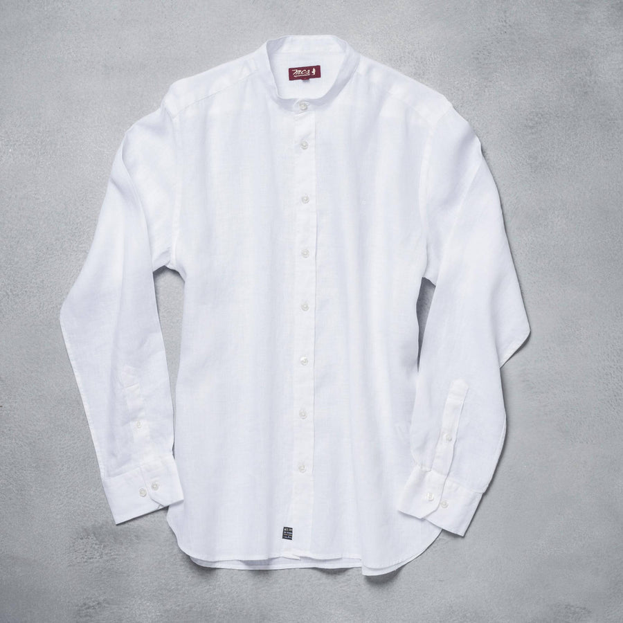 100% linen shirt with mandarin collar