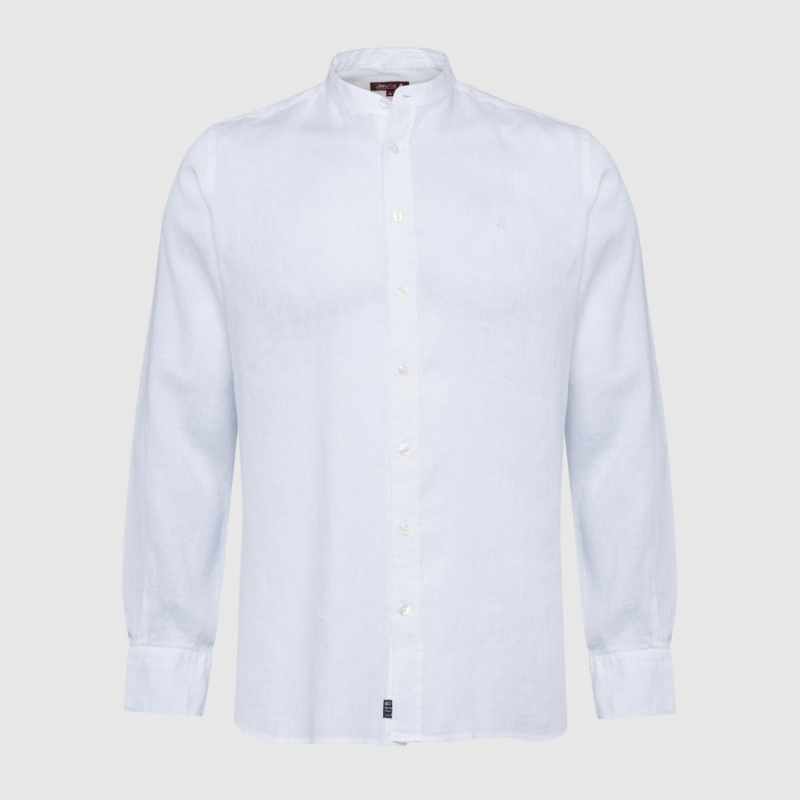 100% linen shirt with mandarin collar