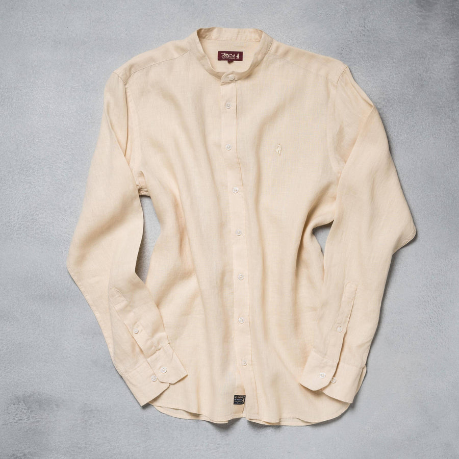 100% linen shirt with mandarin collar