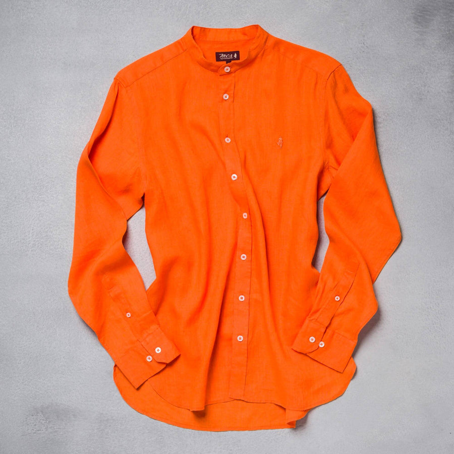 100% linen shirt with mandarin collar