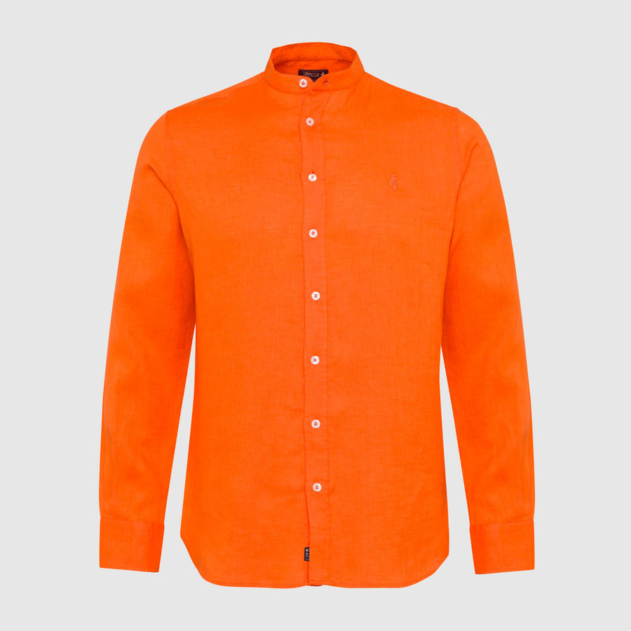 100% linen shirt with mandarin collar