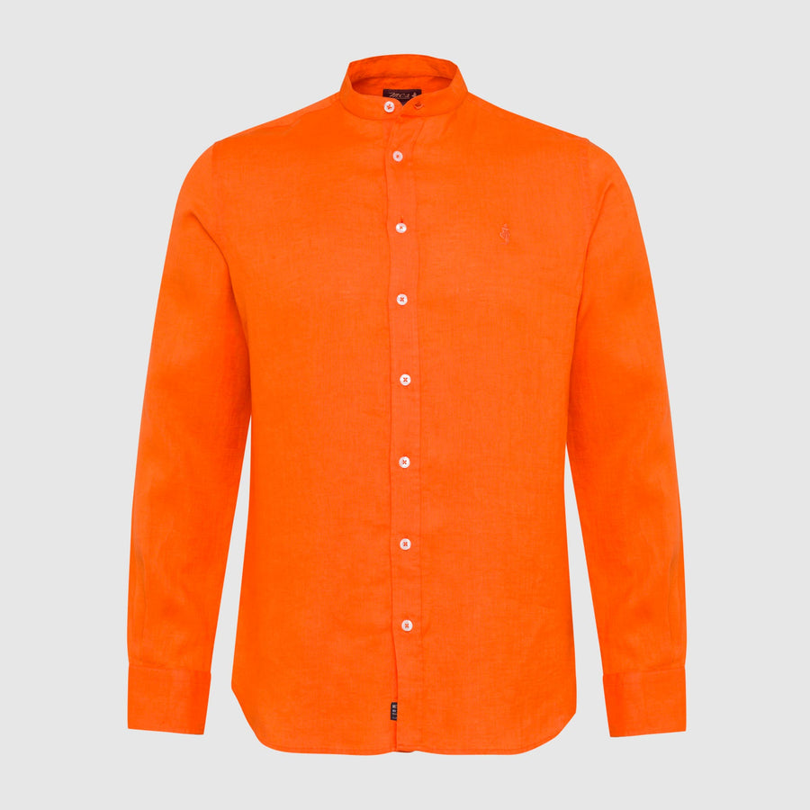 100% linen shirt with mandarin collar