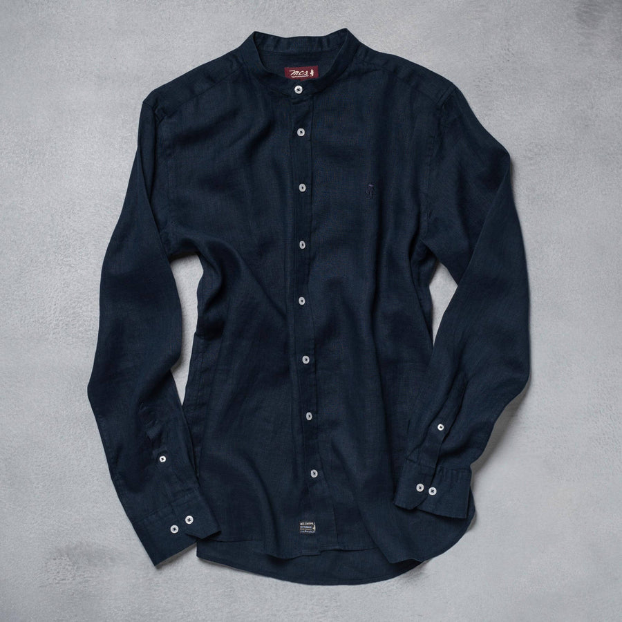 100% linen shirt with mandarin collar