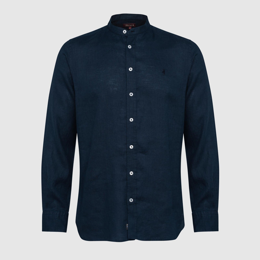 100% linen shirt with mandarin collar