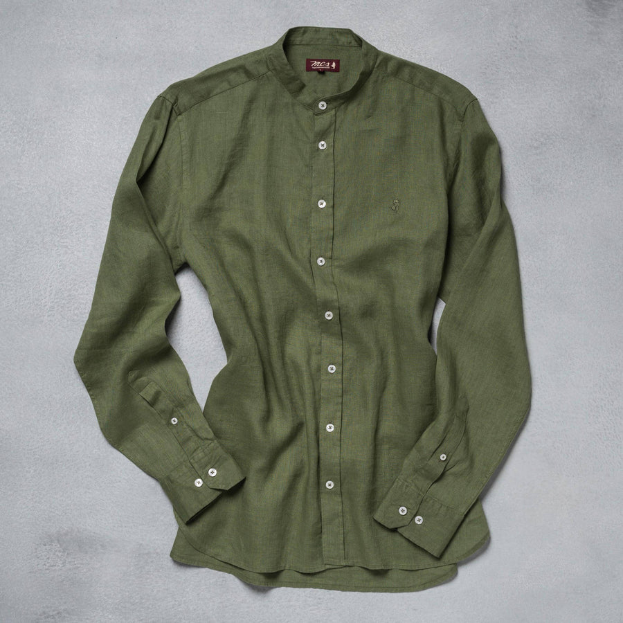 100% linen shirt with mandarin collar