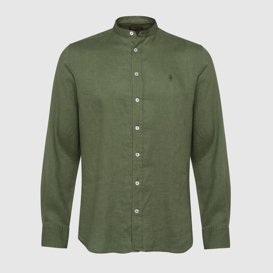 100% linen shirt with mandarin collar