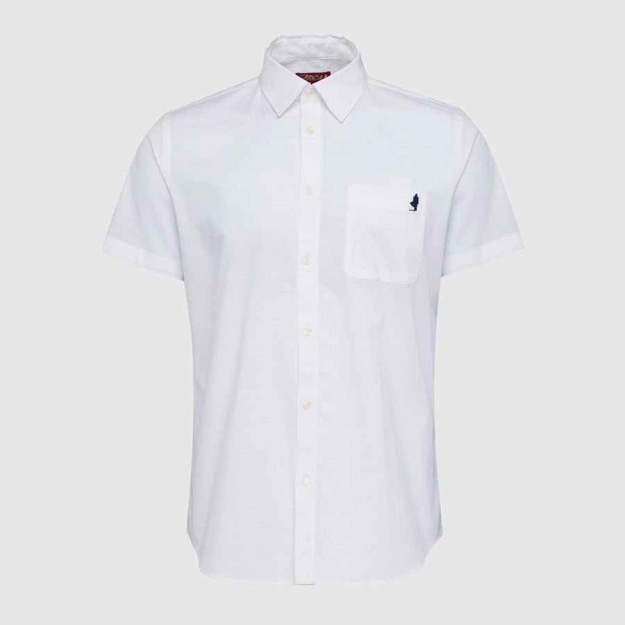 Camicia bianca a manica corta con taschino