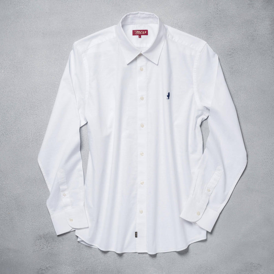 Long-sleeve cotton-linen white shirt
