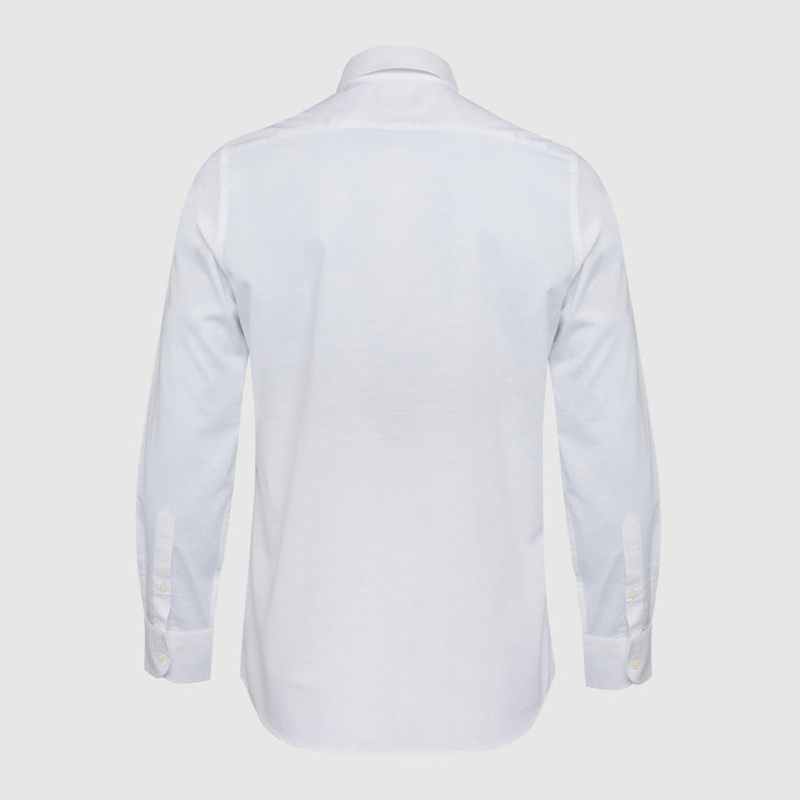 Long-sleeve cotton-linen white shirt