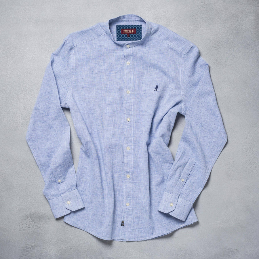 Camicia coreana in cotone e lino