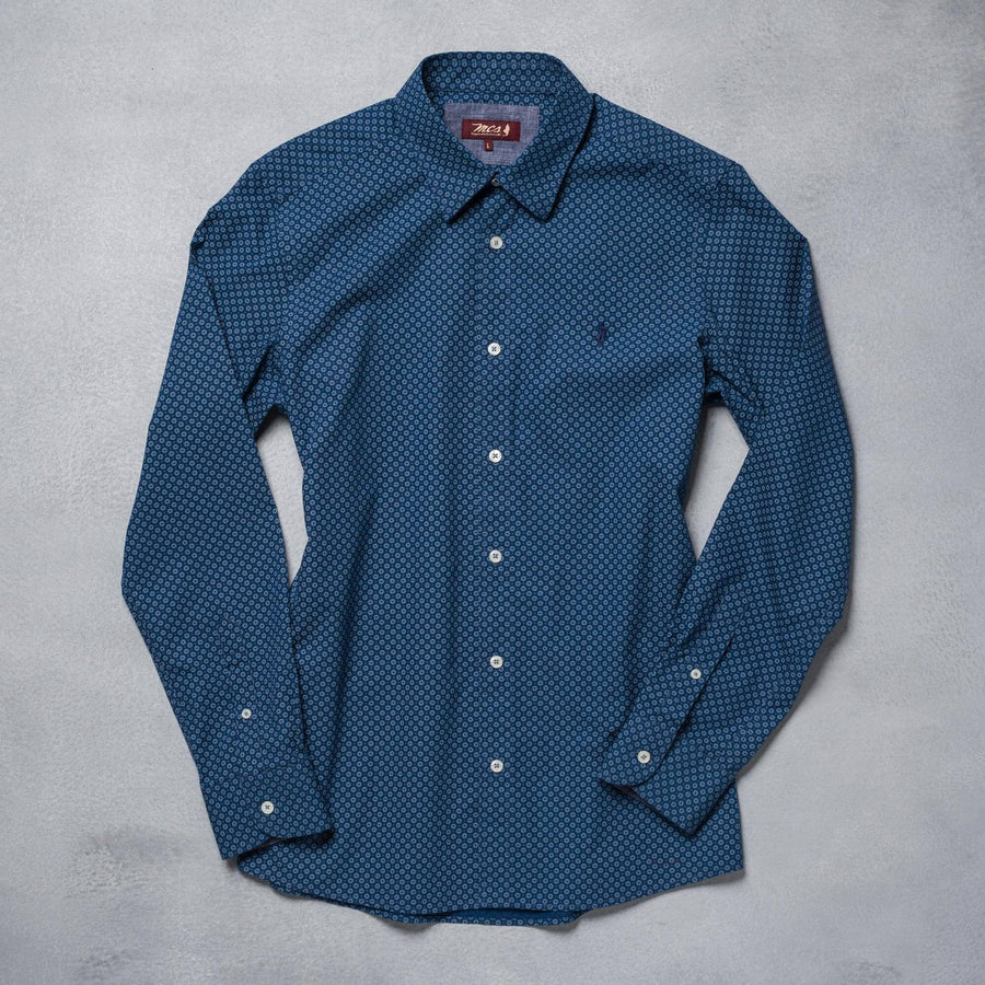 Camicia in chambray stampato micro-fantasia