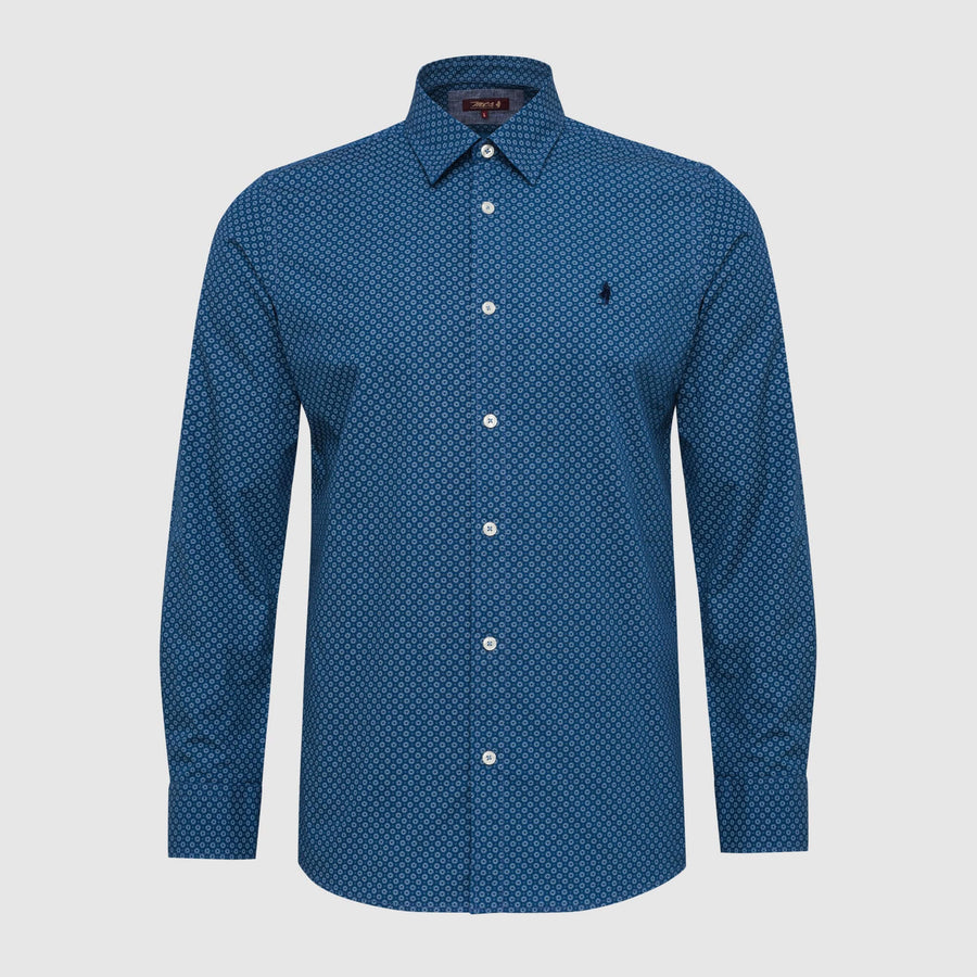 Camicia in chambray stampato micro-fantasia
