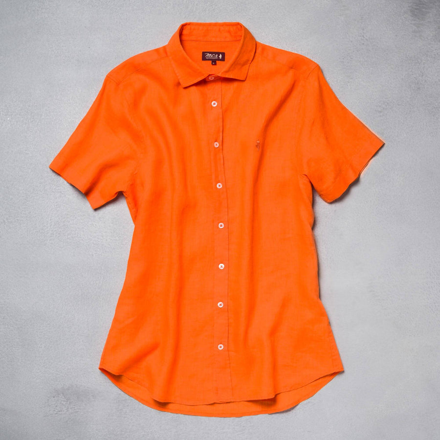 Short-sleeve linen shirt