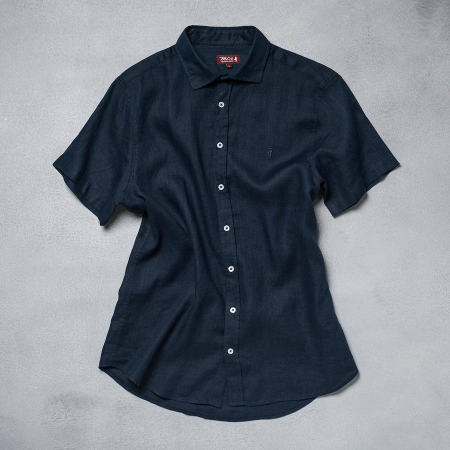 Short-sleeve linen shirt