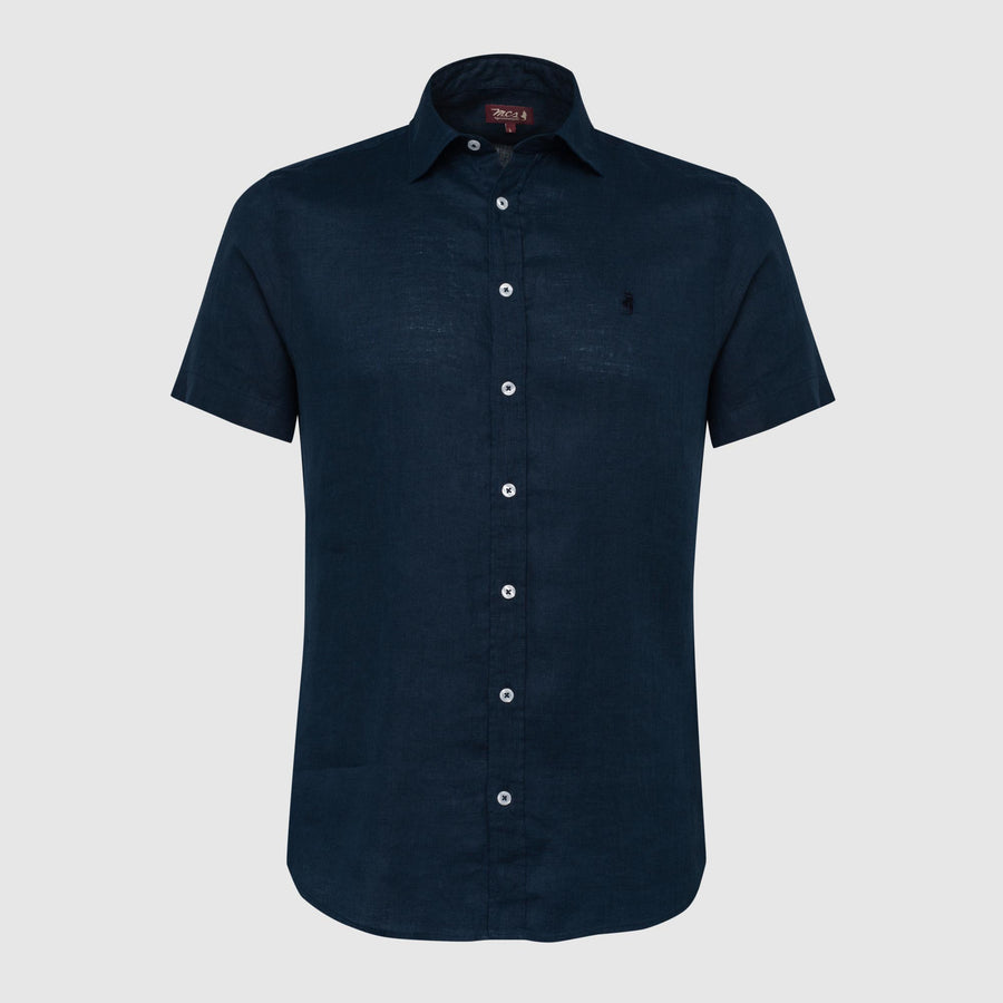 Short-sleeve linen shirt