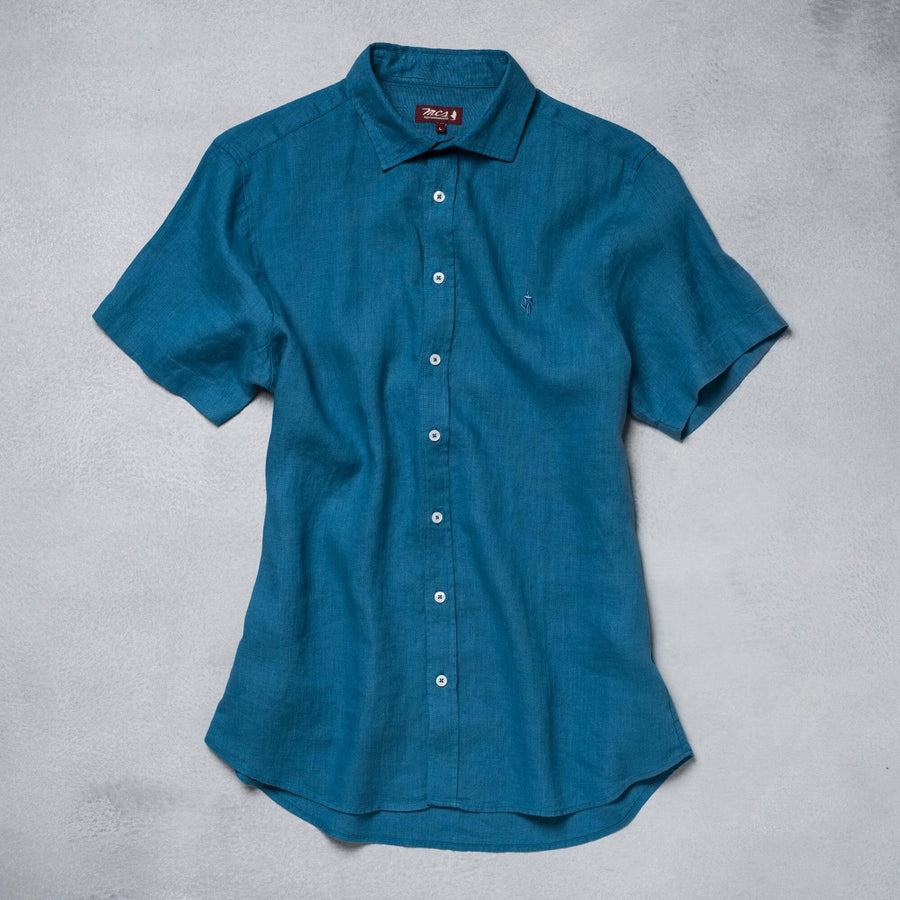 Short-sleeve linen shirt