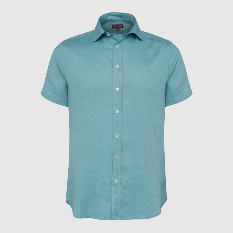 Short-sleeve linen shirt