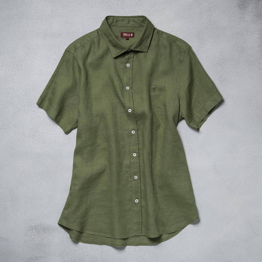 Short-sleeve linen shirt