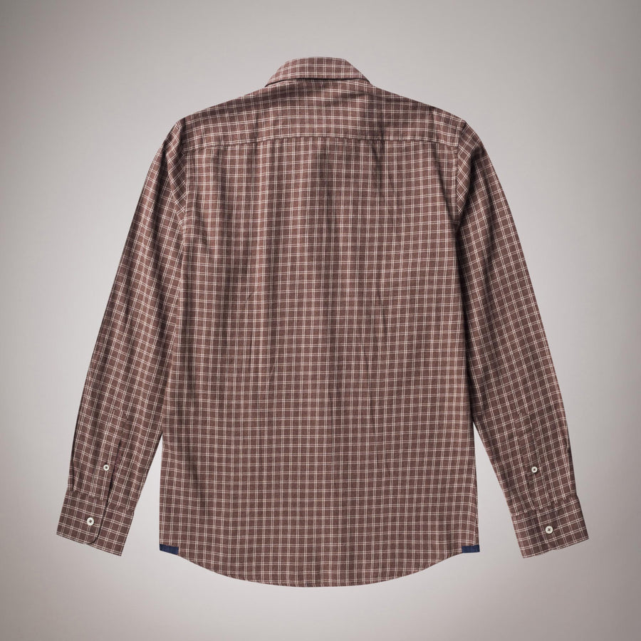 Melange check flannel shirt